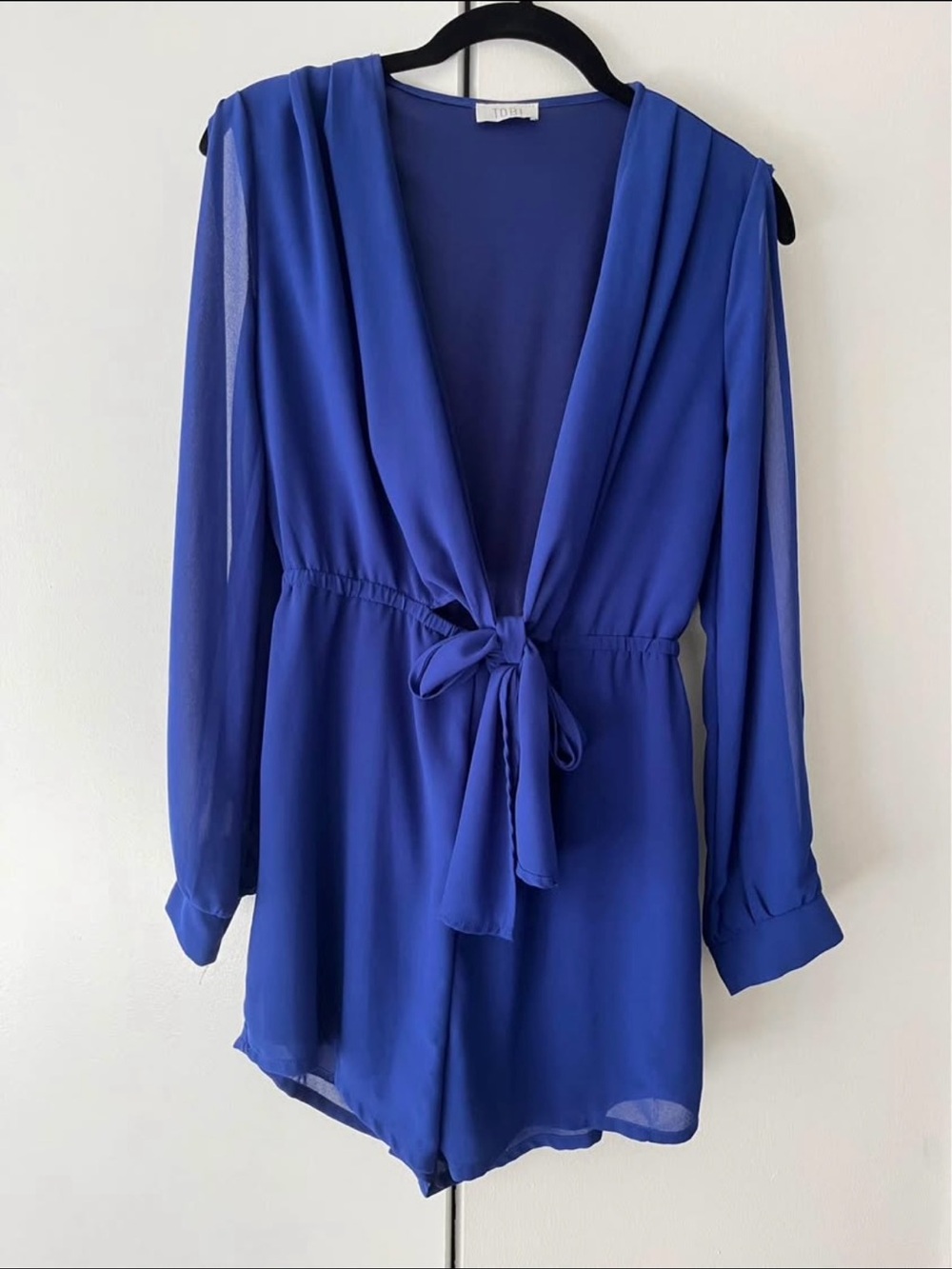 Tobi Long Sleeve Blue Cold Shoulder Romper Small